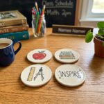 handmade teacher coasters set