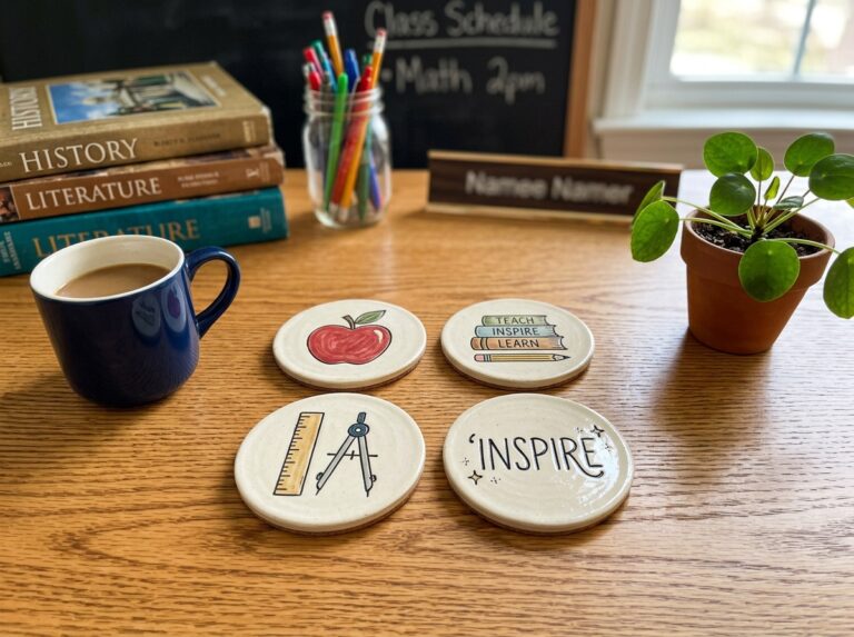 handmade teacher coasters set